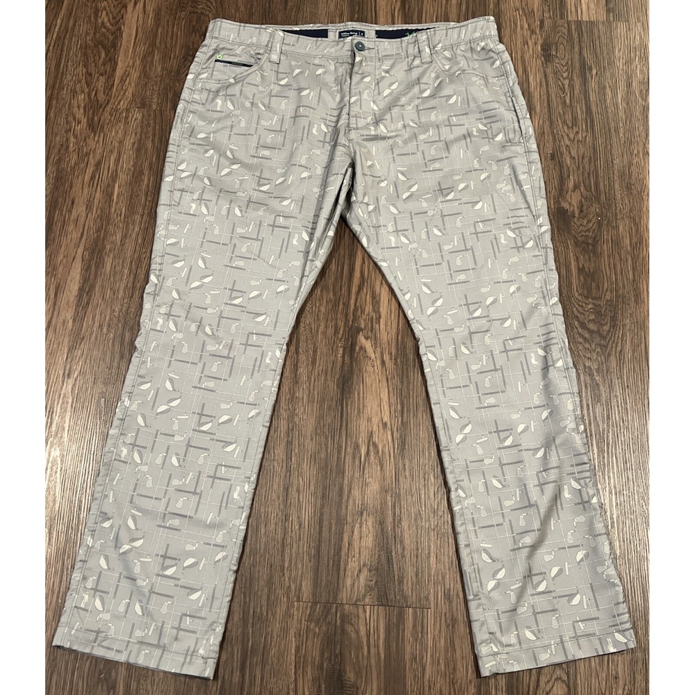 William Murray Pants Mens Sz 40 Gray Golf Club Print Straight Chino Performance